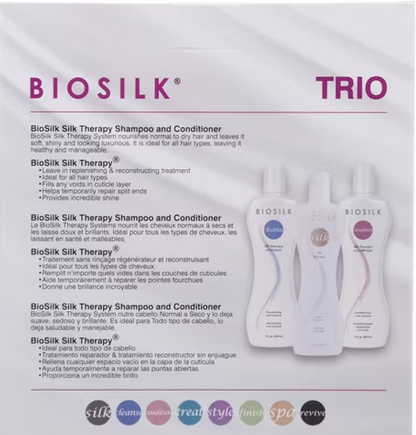 Tratamiento Biosilk Silk Therapy Trio, sin enjuague, 620 ml: Suaviza.