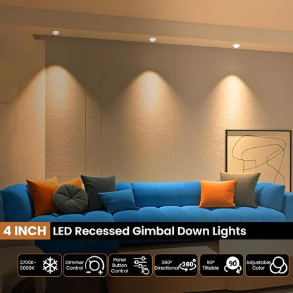 Luces LED Empotrables 4" 9W 5CCT 750LM Cardán  6pz Ozion
