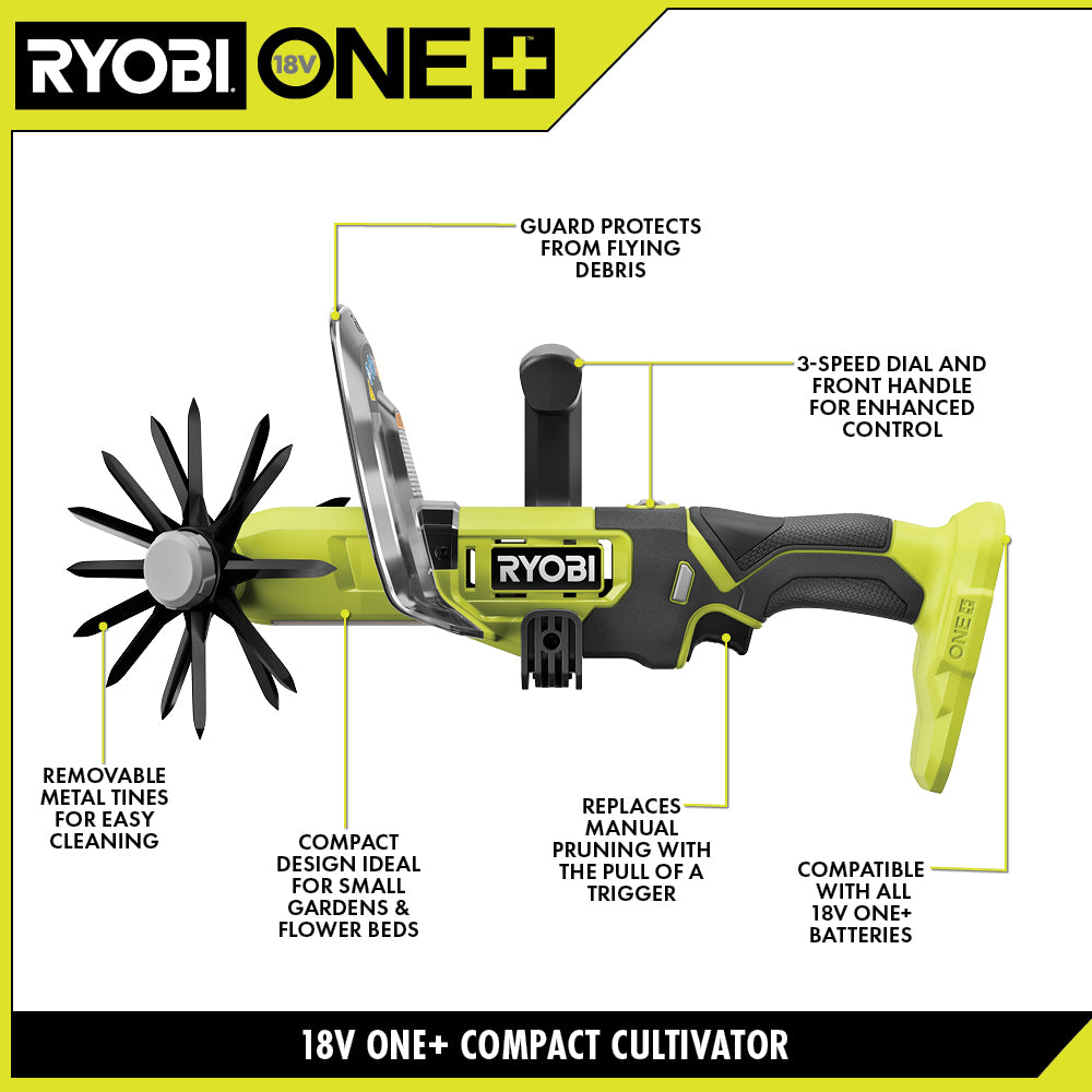 CULTIVADOR COMPACTO 18V ONE+ SOLO HERRAMIENTA RYOBI