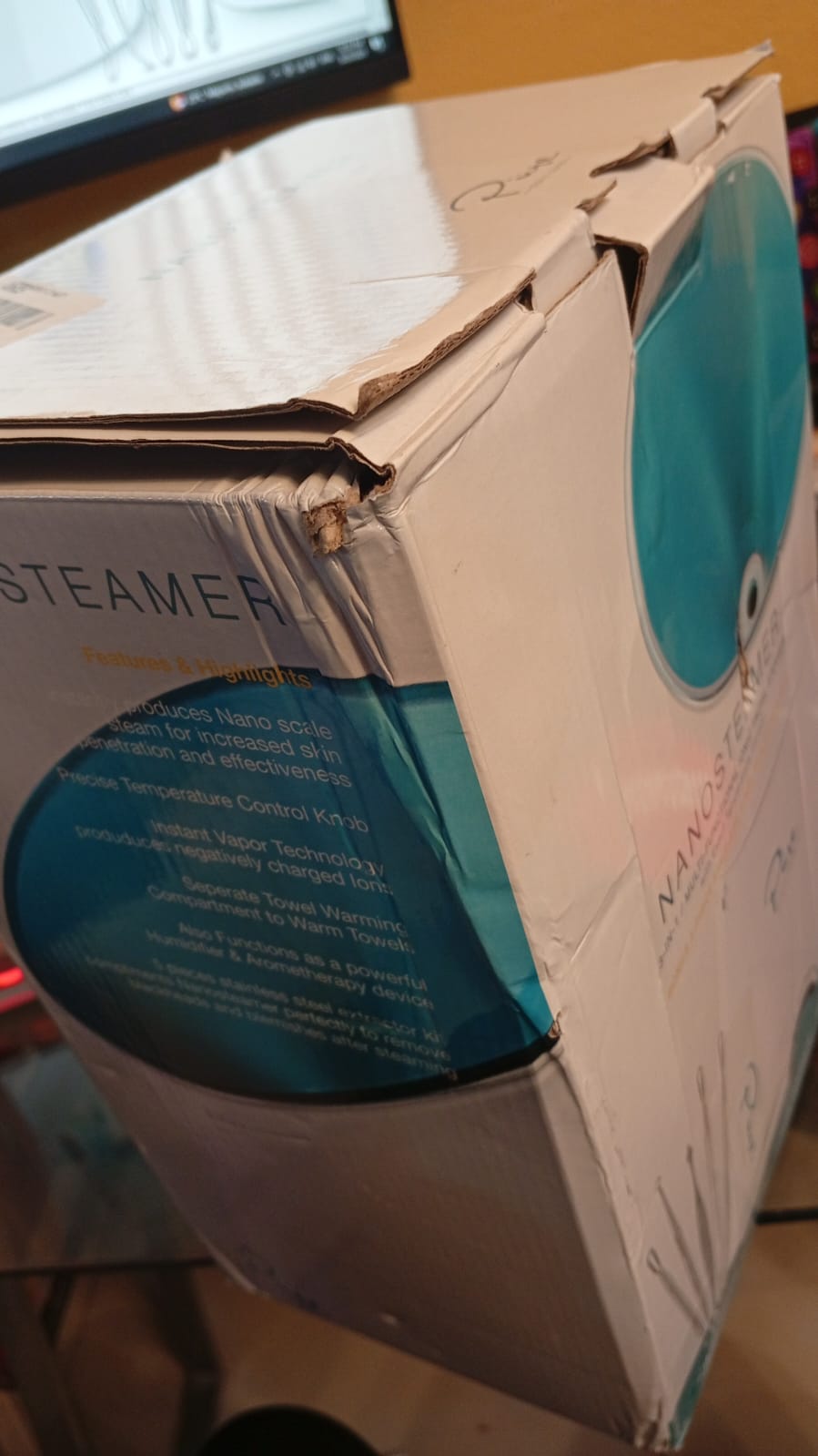 Vaporizador facial iónico Nanosteamer, calidad de spa, Pure Azul.