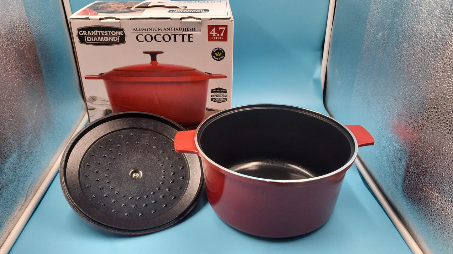 Olla de horno holandesa ligera de 4.7 cuartos con tapa, Granitestone