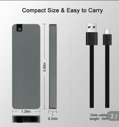 Disco duro portátil 1 TB con puerto USB 3.0 tipo C, (USADO)