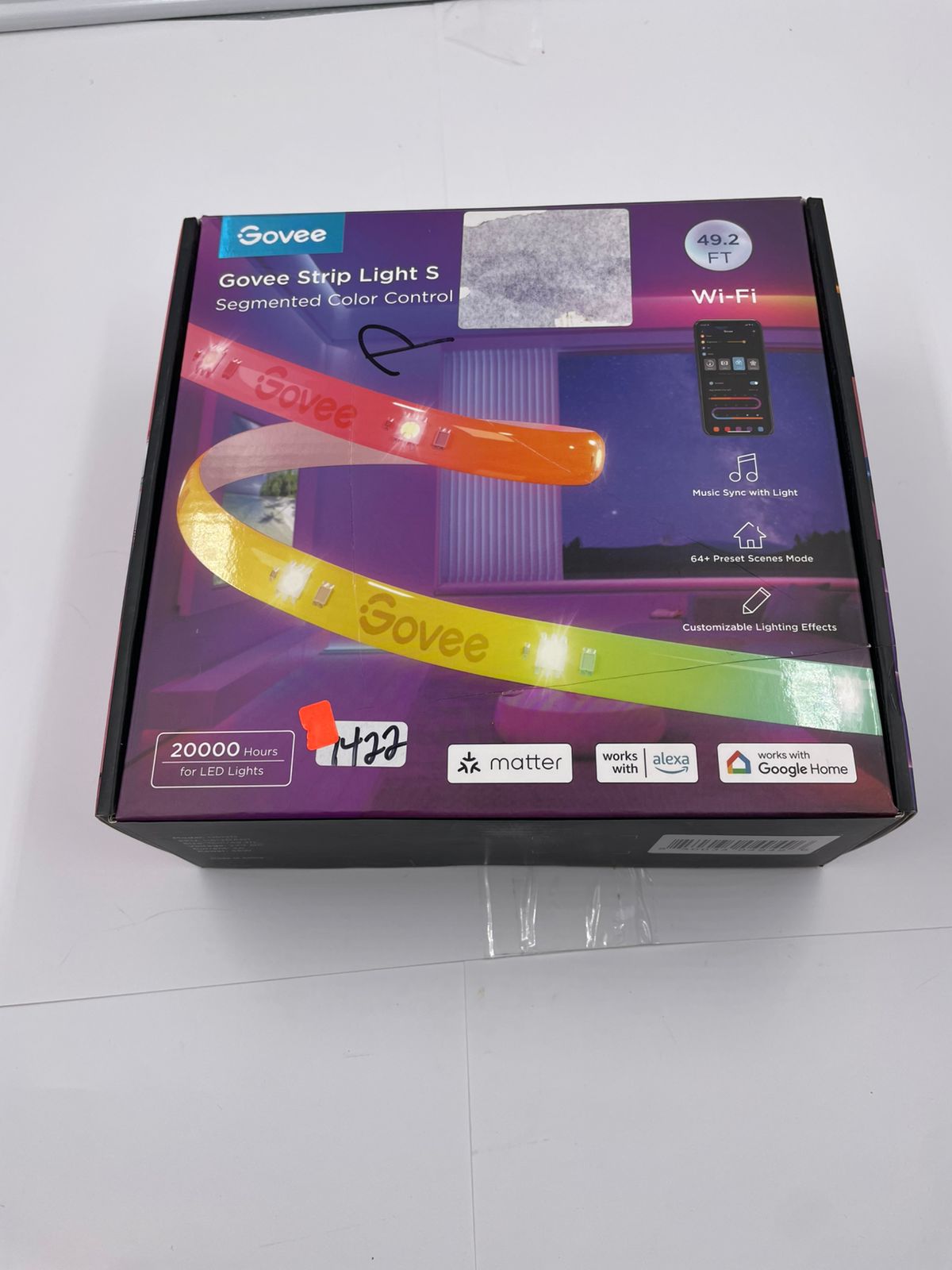 Govee 49.2ft Wi-Fi RGBICW Tira de Luz LED H612D Inteligente Alexa Nuevo.