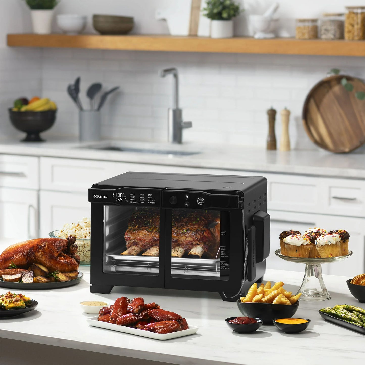 Gourmia Horno Tostador Freidora de Aire Digital de 6 Rebanadas, NEGRO.