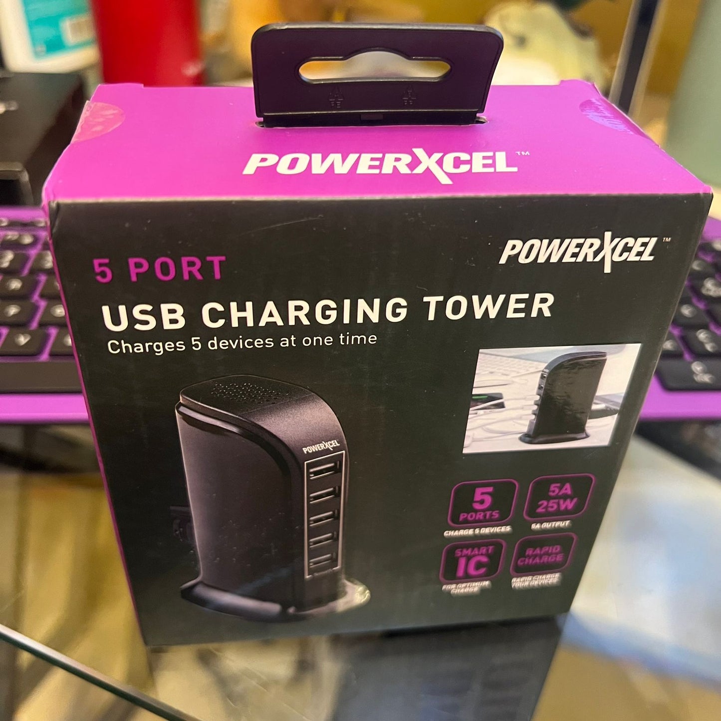 Cargador multiple USB de 5 puertos torre de carga PowerXcel