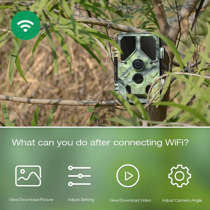 Cámara de caza Campark T85 WiFi Bluetooth de 24 MP y 1296P(USADO)