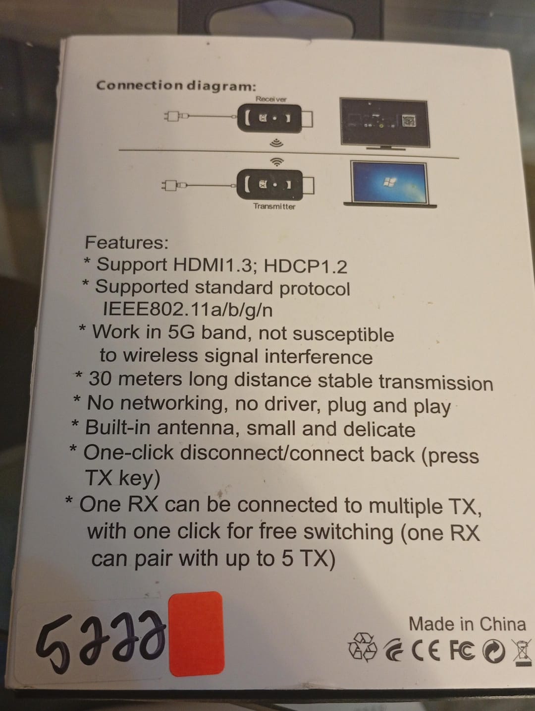 kit extensor inalámbrico portátil de HDMI, Transmisor y receptor.