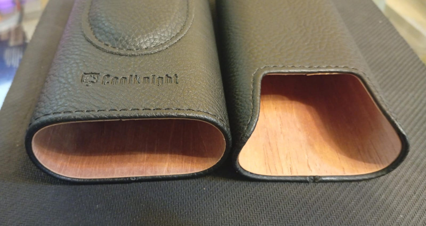 Cool Knight Estuche de Cuero para cigarros, Forro Madera de Cedro.