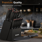 Juego de Cuchillos de Cocina de 14 Pzas con Afilador Incorporado. ASTERCOOK