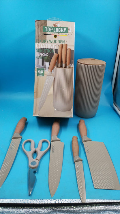 Set Cuchillos Cocina Top Lucky 6 Piezas Con Base