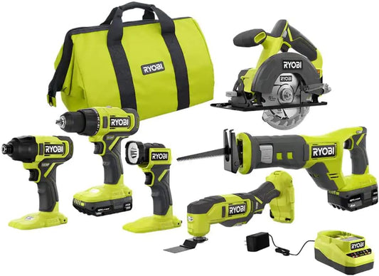 RYOBI ONE+ PCL1600K2 Kit combinado inalámbrico de 6 herramientas de 18 V.