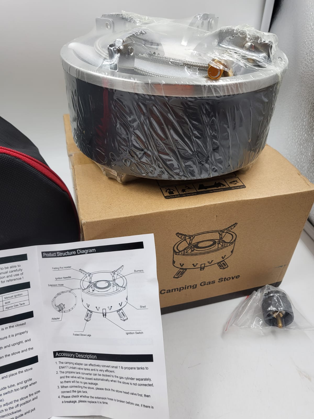 Estufa portátil para mochileros, 10000 W, resistente al viento, con adaptador