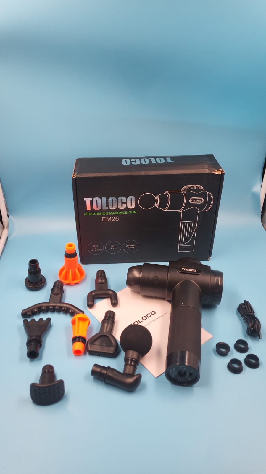 TOLOCO Pistola de masaje de percusión con 10 cabezales de repuesto.