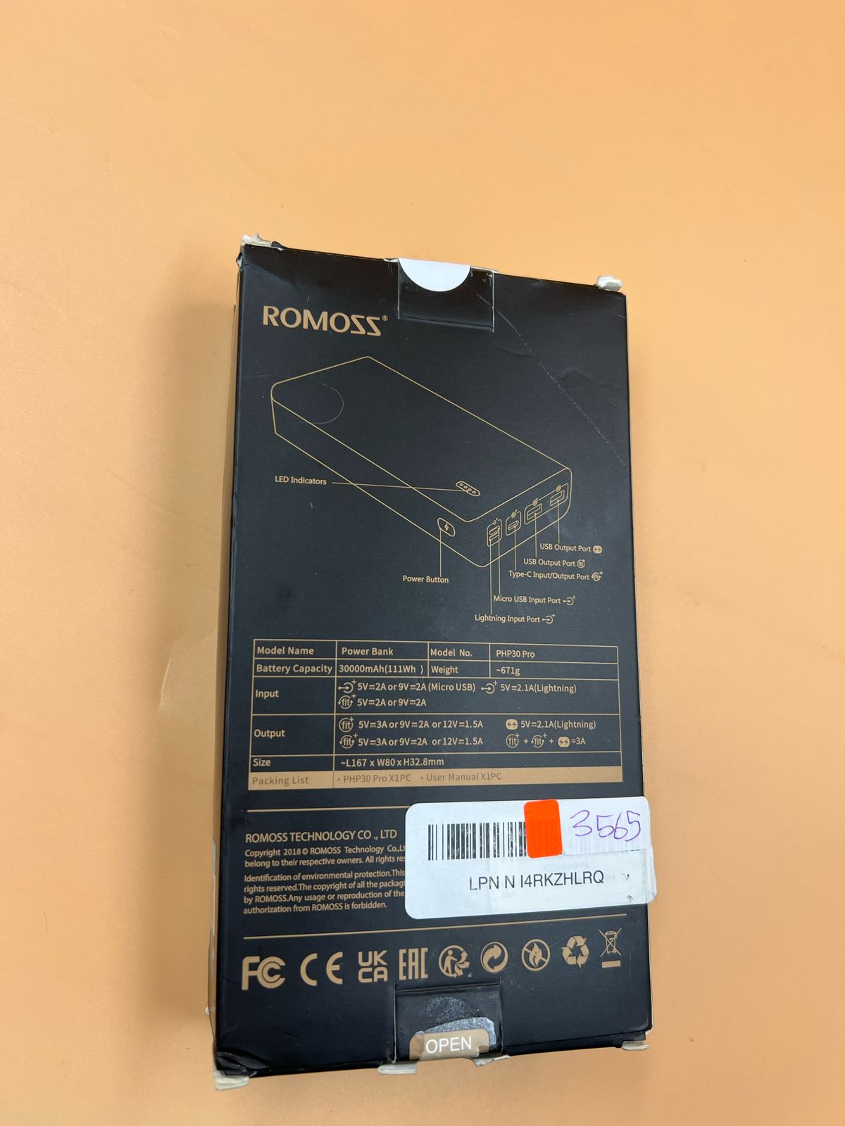 Bateria powerbank portatil Romozz 30000mAh