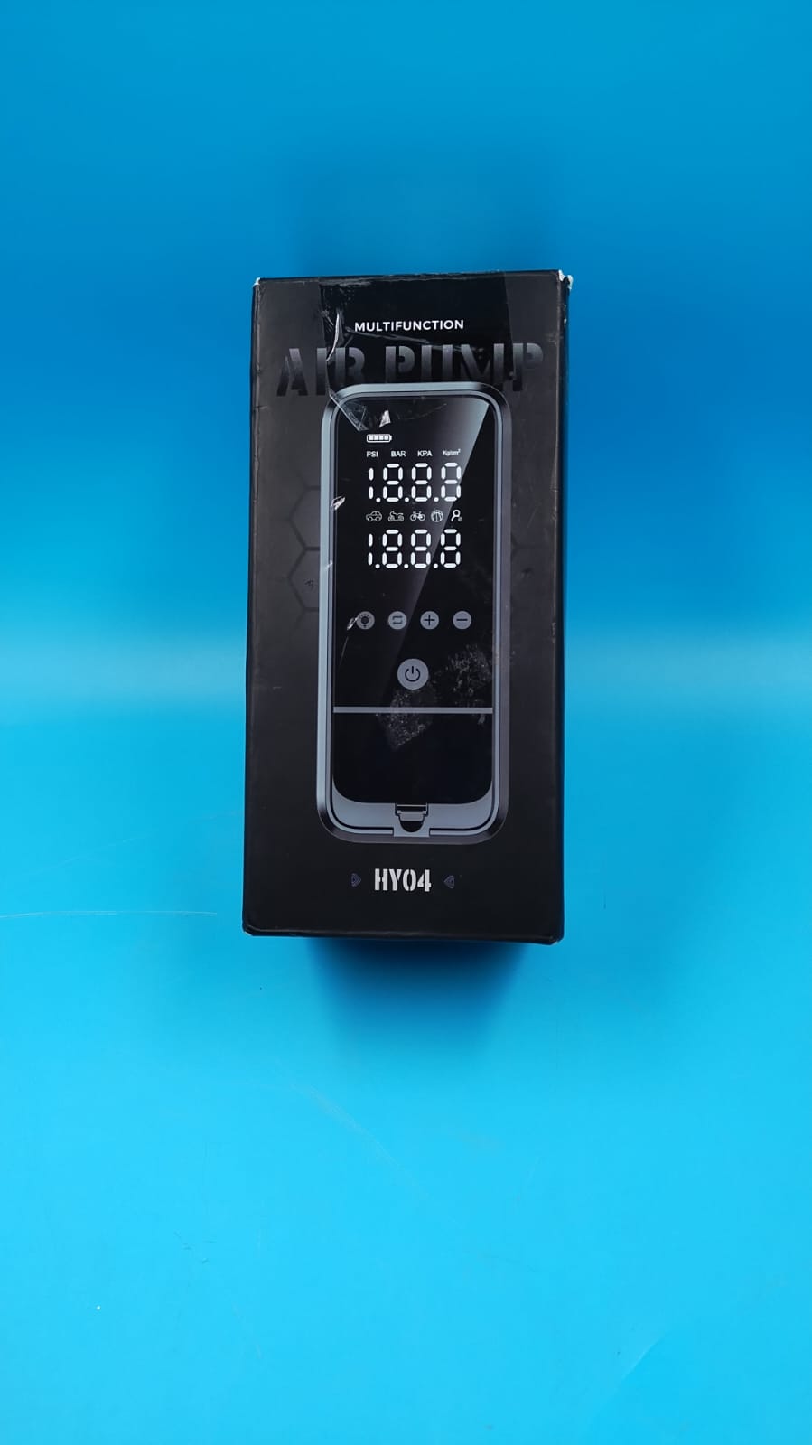 Inflador de neumáticos, portátil, con luz LED de emergencia (USADO).