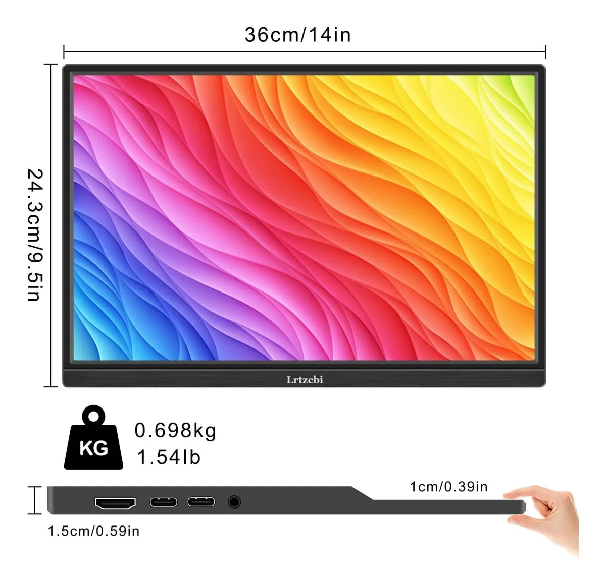 Monitor portátil para computadora portátil 16 '' HGR  1080P