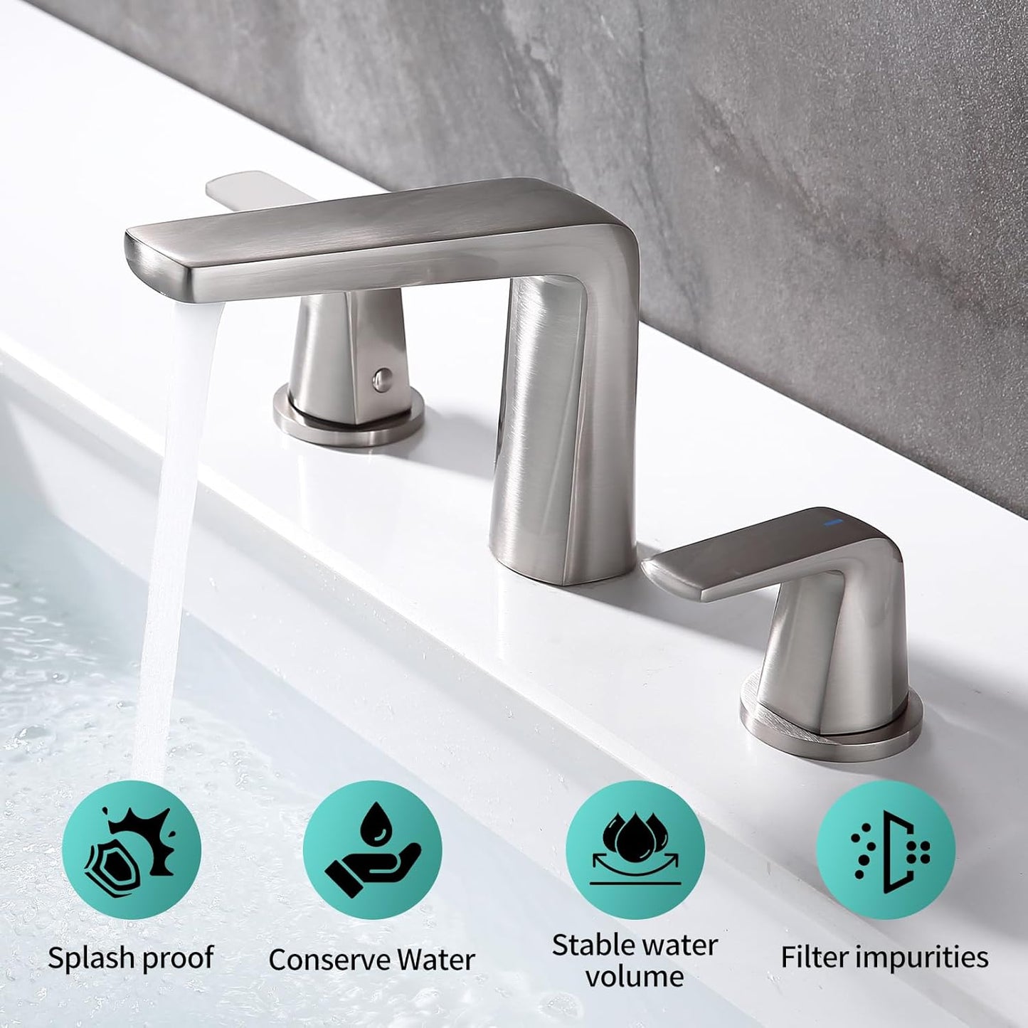 Grifo de baño 3 agujeros con montaje de drenaje desplegable JAKARDA