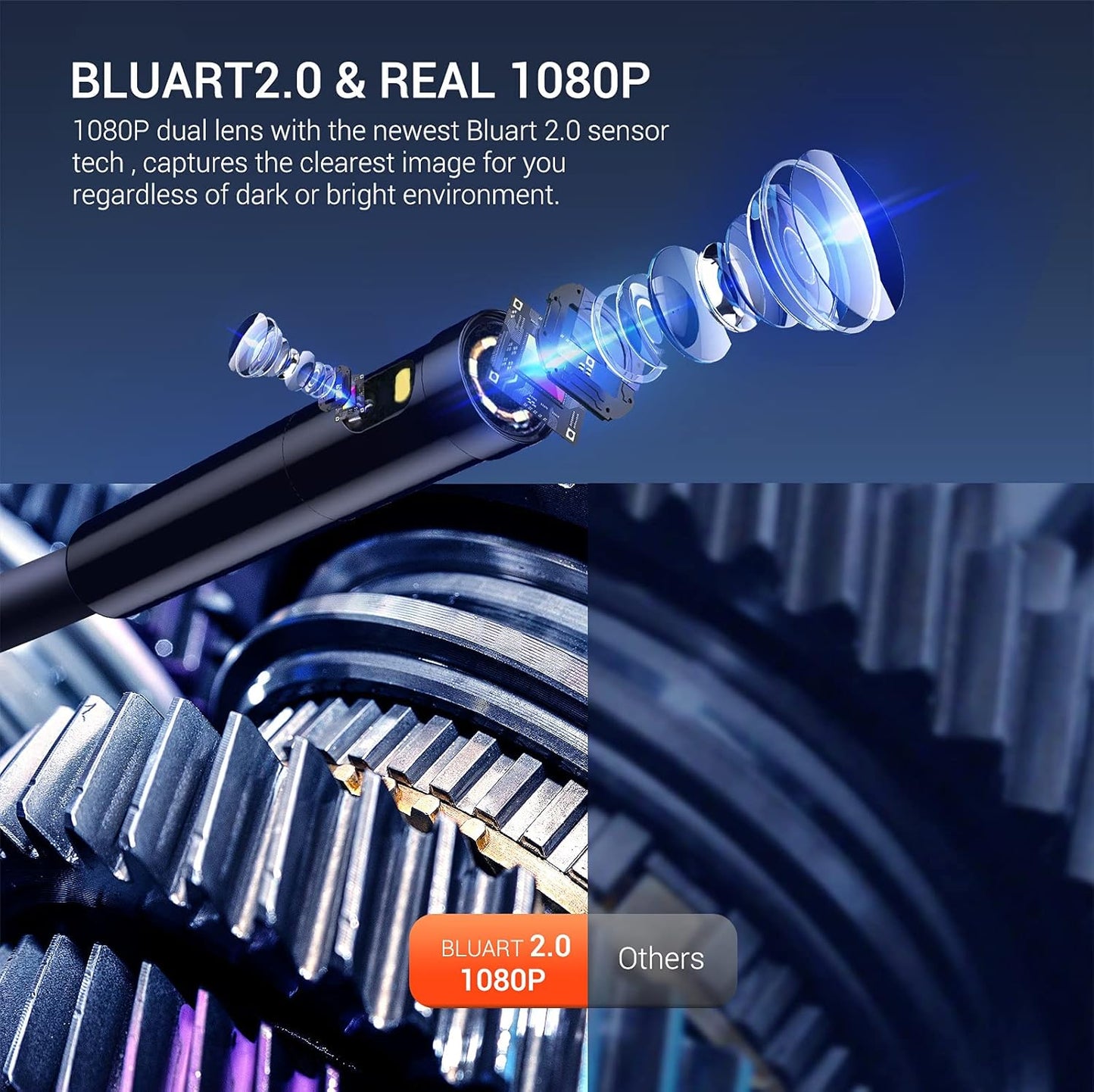 Endoscopio industrial de doble objetivo, cámara de inspección boroscopio DEPSTECH