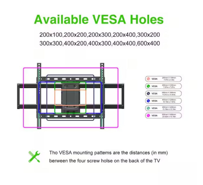 Soporte de pared para TV de movimiento completo para televisores de 32 a 90 pulgadas