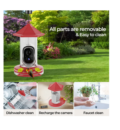Comedero inteligente para colibríes, con cámara, (USADO).