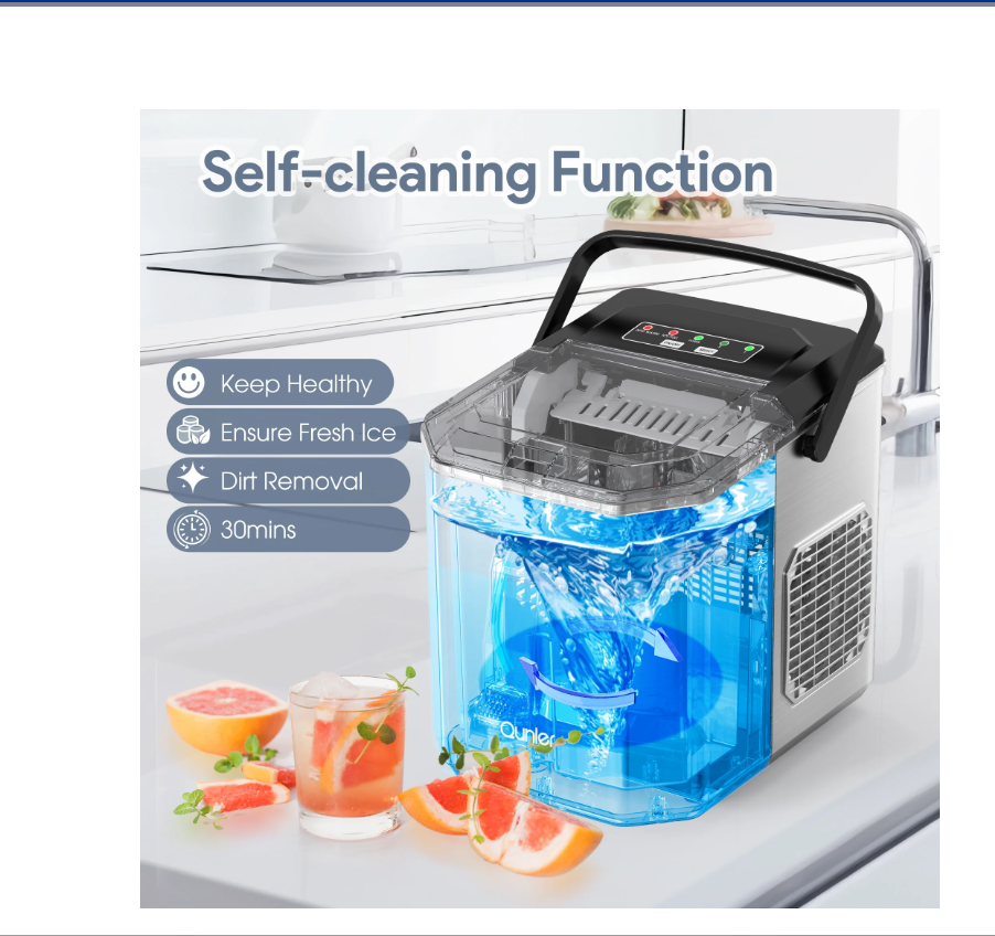 Máquina de hielo de encimera,  2 tamaños de cubitos, (USADO).