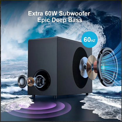 Barra de sonido con subwoofer, Bluetooth Home Theater, 120W (USADO)