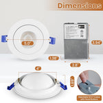 Luces LED Empotrables 4" 9W 5CCT 750LM Cardán  6pz Ozion