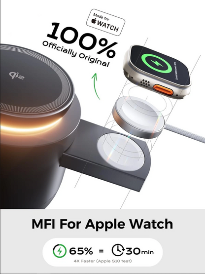Estación de carga inalámbrica Magsafe 4 en 1, Threekey Qi2.