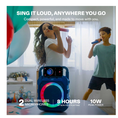 Máquina de karaoke JOYC, 2 micrófonos inalámbricos y luces RGB