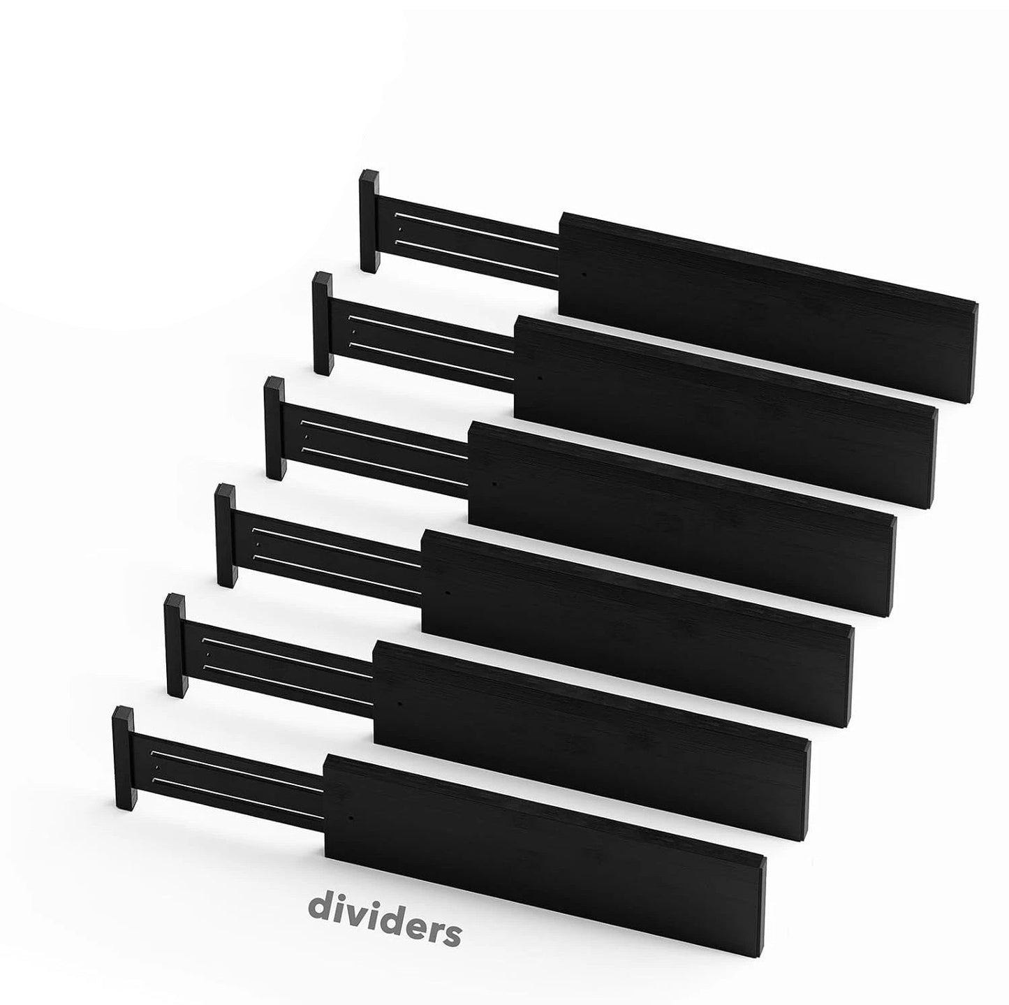 Organizador grande para cajones de cocina, divisores de bambú expandibles