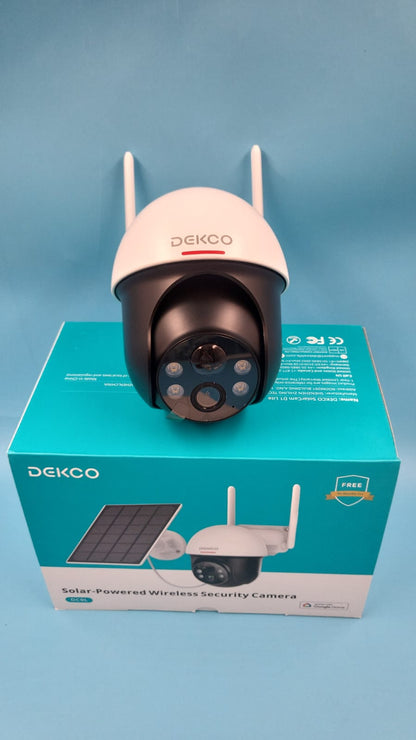 Cámara Seguridad Solar DEKCO Inalámbrica Exterior PTZ WiFi 2 Pieza.