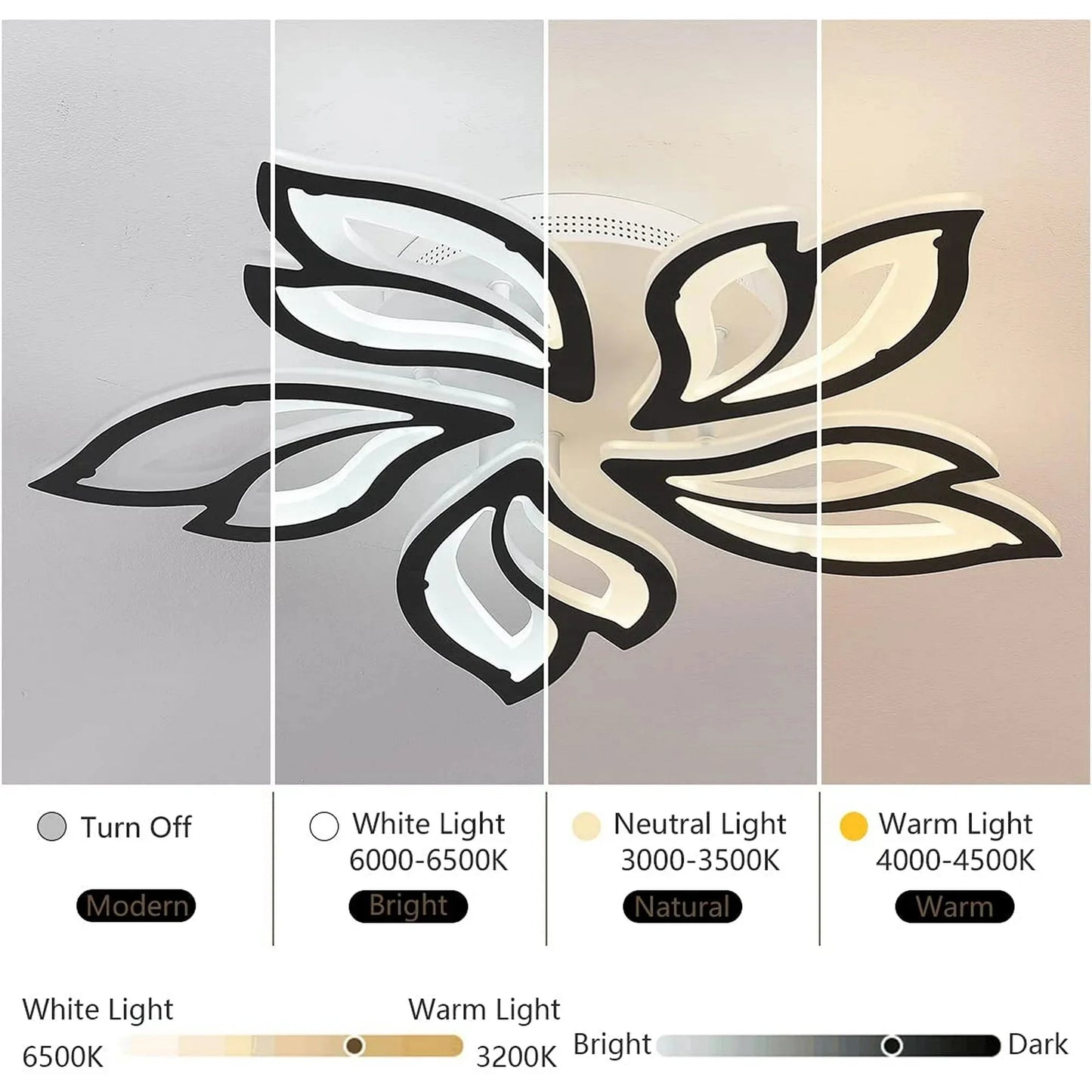 Lámpara de techo LED Garwarm, 60 W, regulable, color negro.