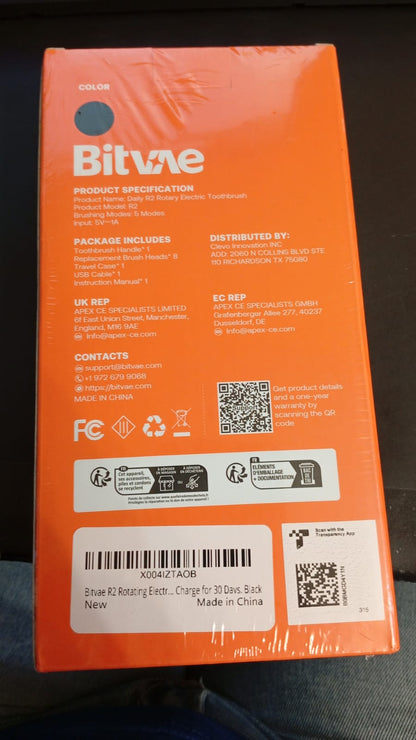 Cepillo de dientes Bitvae R2, eléctrico y giratorio, 8 cabezales 5 modos.