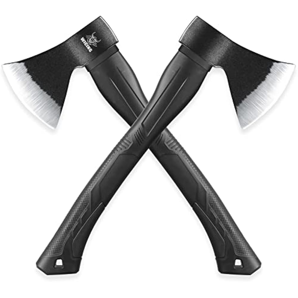 Hacha arrojadiza, acero al carbono, mango de fibra de vidrio.(USADO)