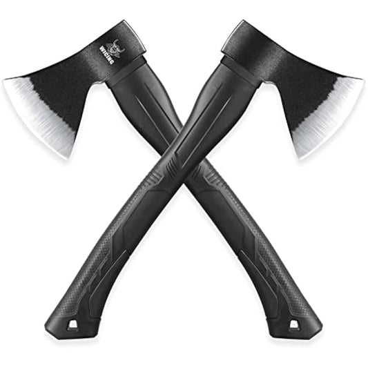 Hacha arrojadiza, acero al carbono, mango de fibra de vidrio.(USADO)