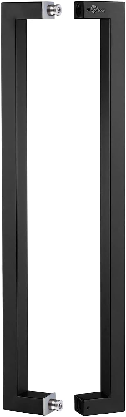 Manija de puerta retangular, acero inoxidable, negro matte.