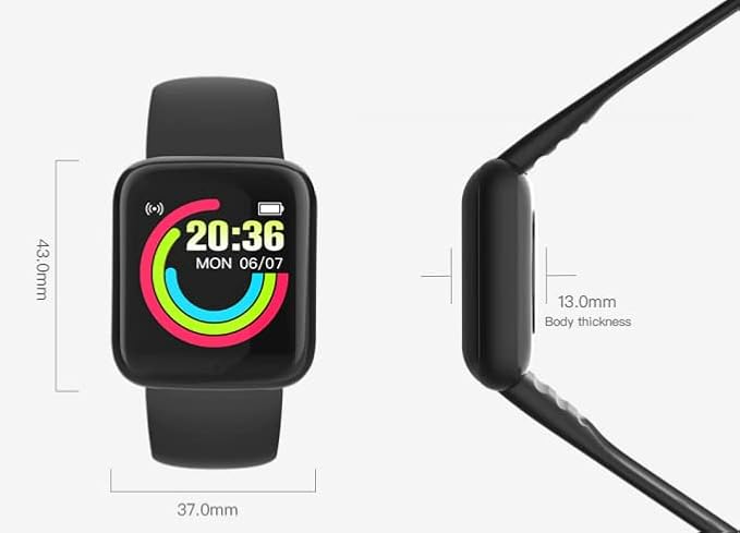 Reloj inteligente Macaron color negro con correa fitness