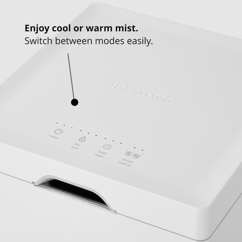 Humidificador híbrido, Carepod, acero inoxidable frío/cálido (USADO).