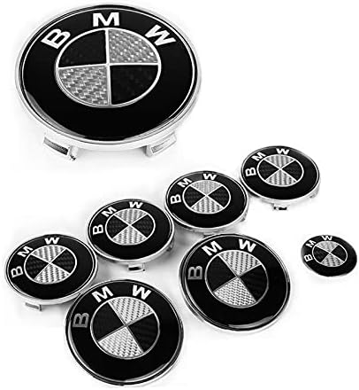 Emblemas para automovil, BMW, negro y plata, 7 piezas.