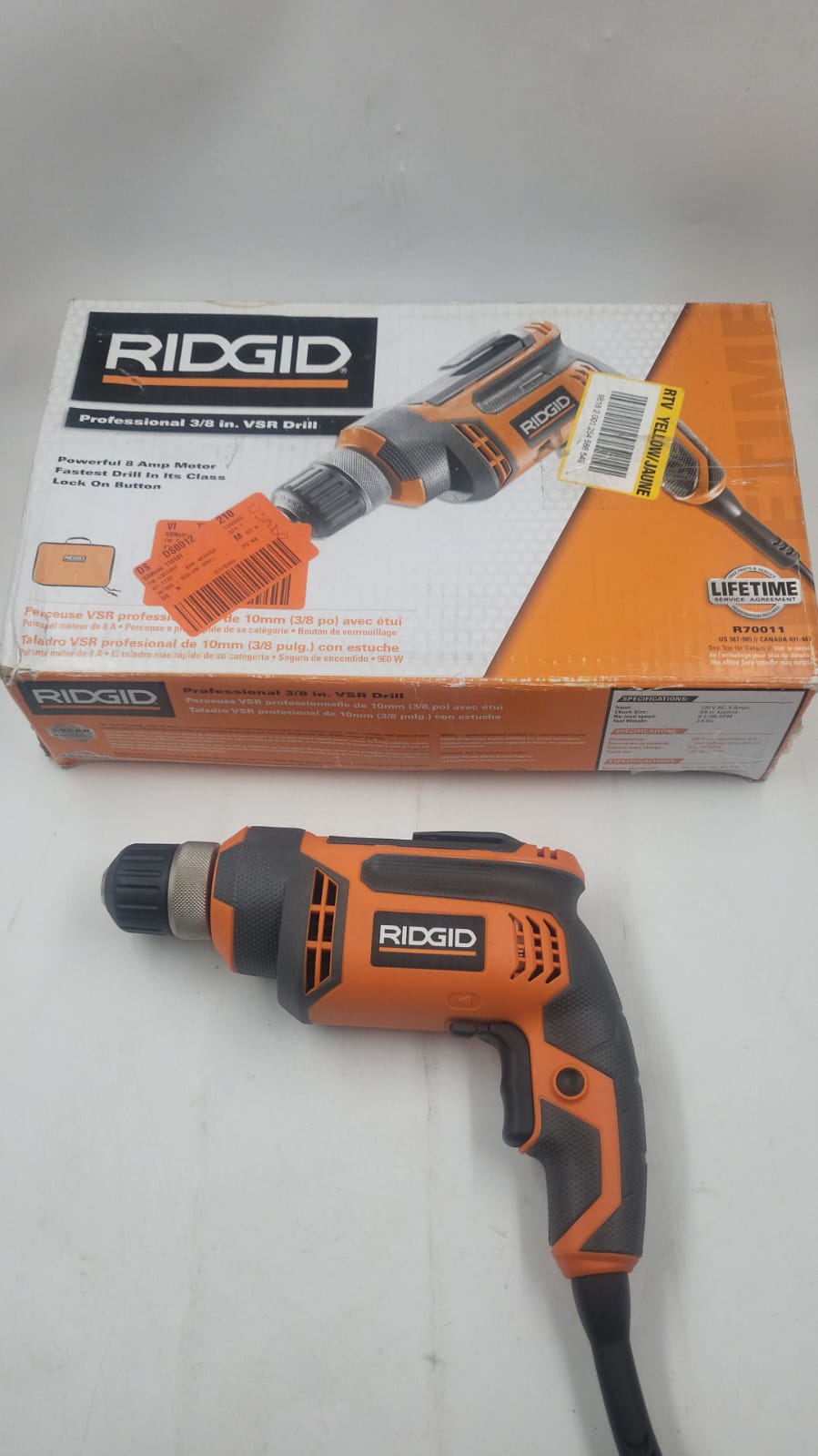Taladro VSR de servicio pesado de 3/8" Ridgid R70011 USADO