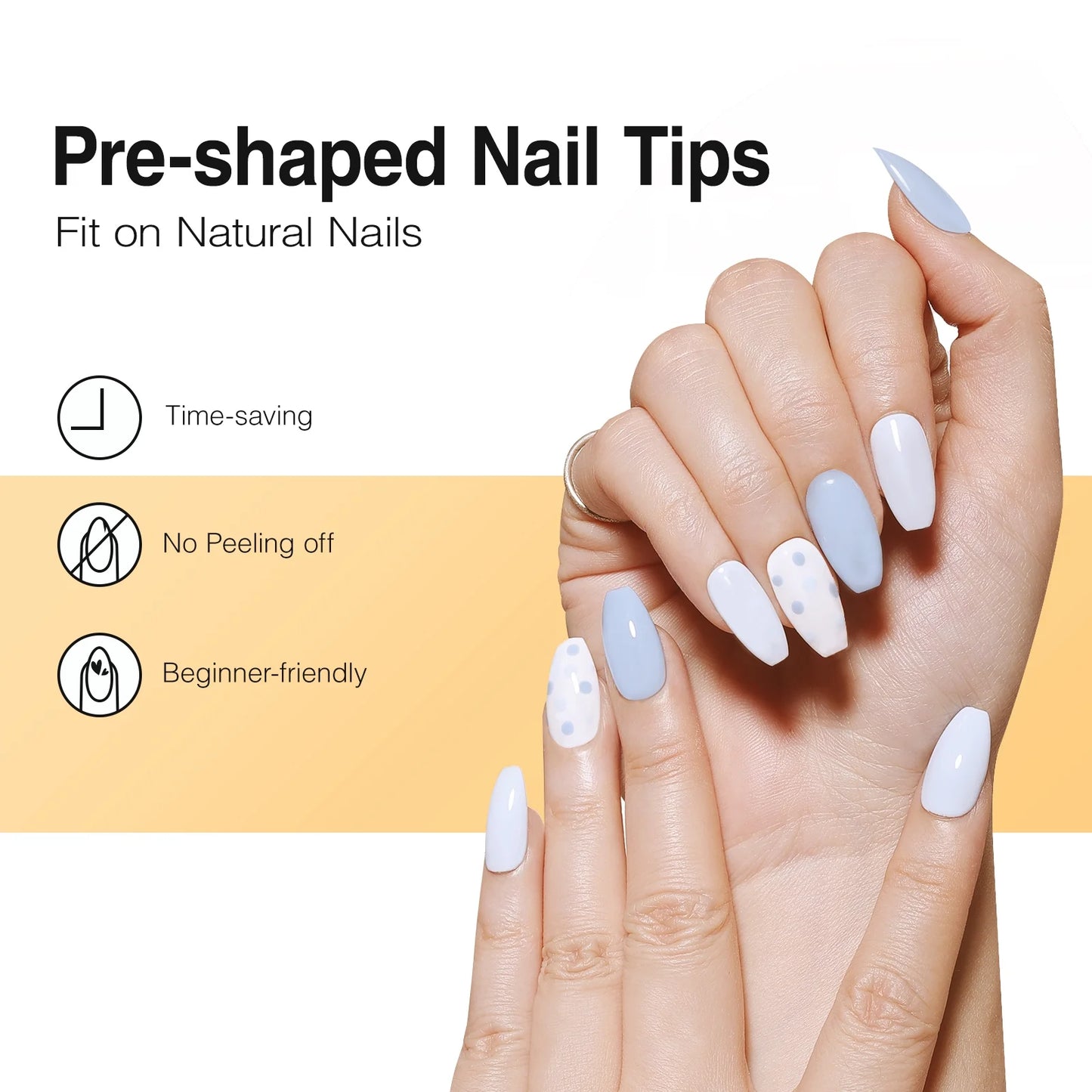 Kit de uñas postizas, rapido y facil, 552 puntas, polygel.