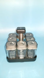 Estante giratorio para especias, juego de 8 frascos de cristal.