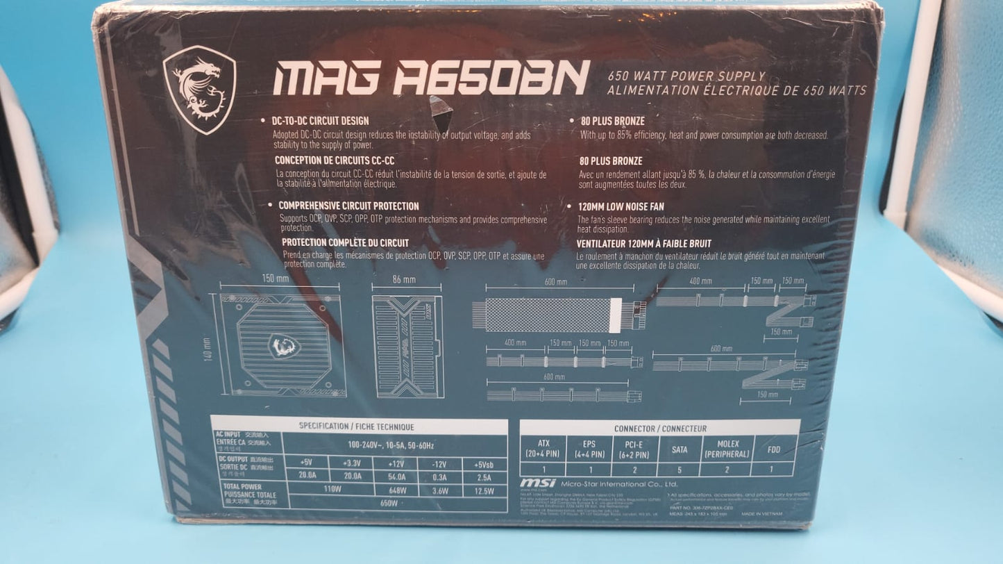 MSI Fuente de Poder mag A650BN/650W/80+ BRONCE
