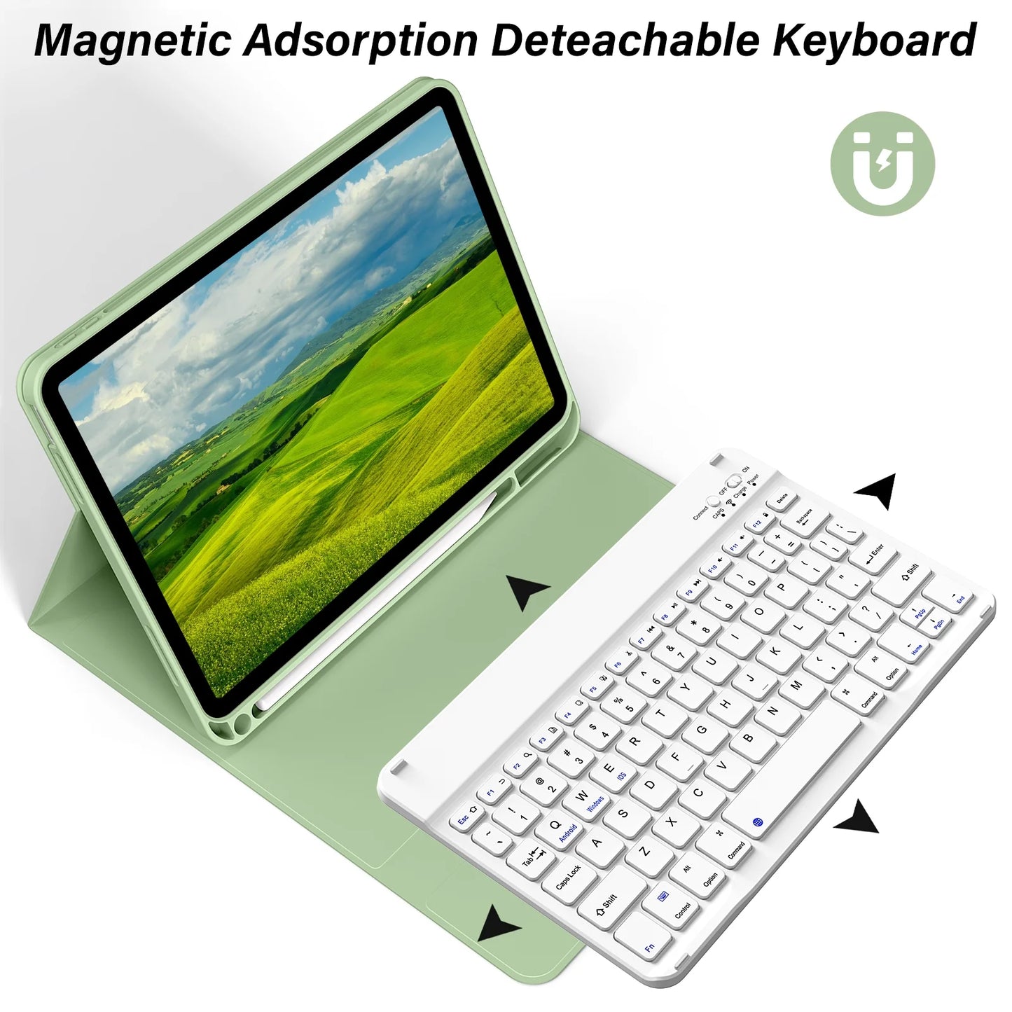 Funda Kenke para iPad de 11", con teclado, Bluetooth, portalápices.(USADO).