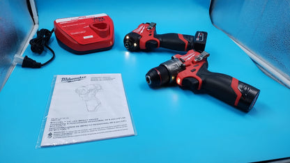 Kit de 2 Herramientas, Taladros Milwaukee Fuel M12, percutor y atornillador.