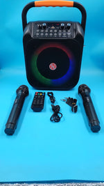 Máquina de karaoke Bluetooth JYX T26-T, Con 2 micrófonos inalámbricos.