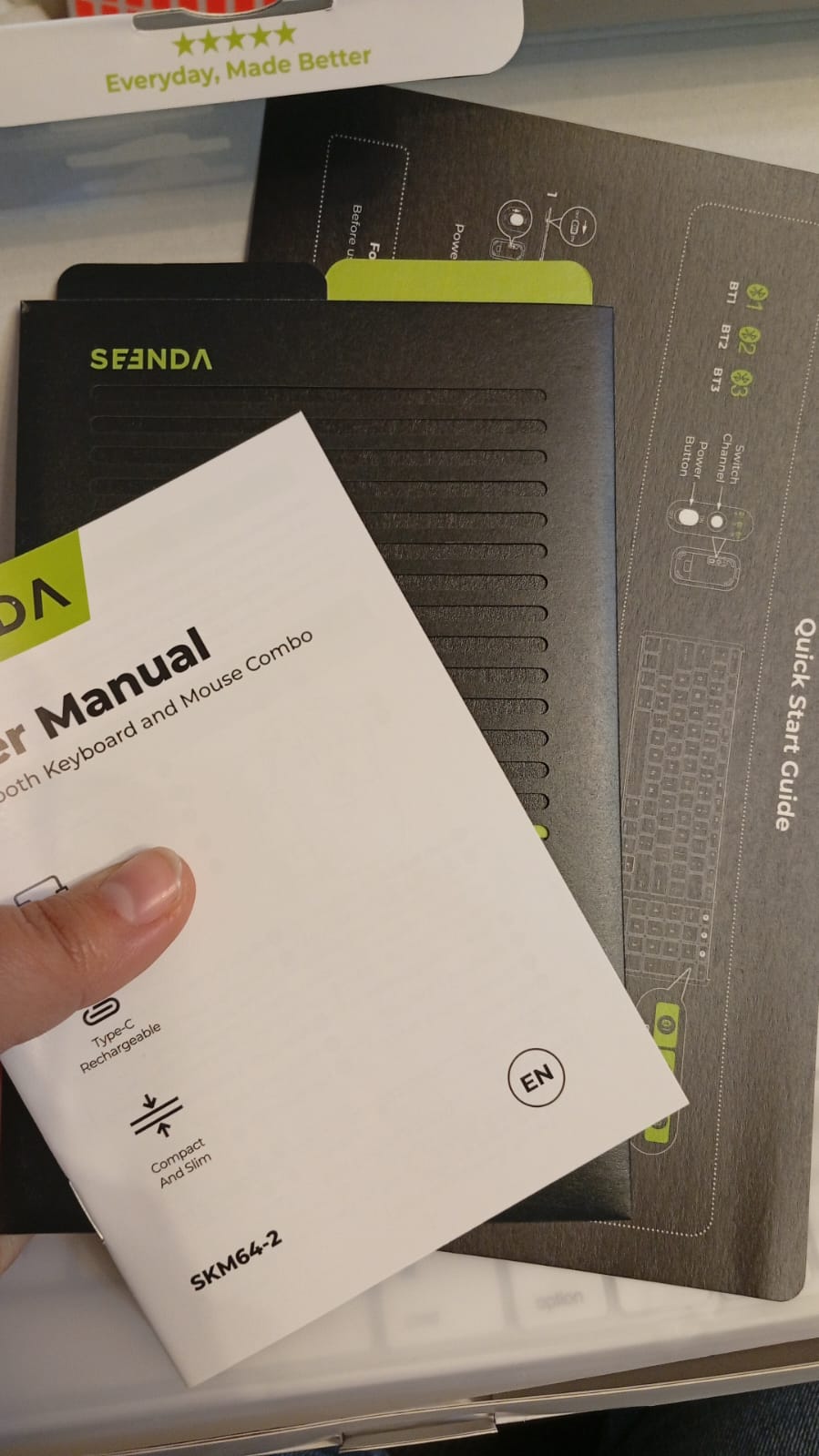 Teclado y mouse Bluetooth, Seenda, recargable, delgado, inalámbrico.