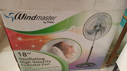 Ventilador de pedestal oscilante Pami, 3 velocidades, 18" altura ajustable