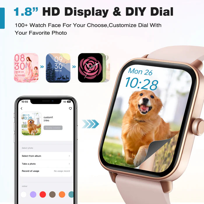 Reloj inteligente pantalla táctil de 1,8" compatible Android y iPhone