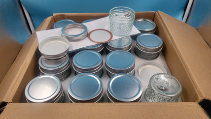 Frascos de vidrio 4oz Pack 32 con tapas y aros plateados VERONES